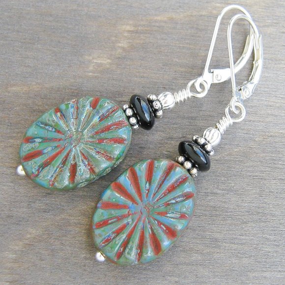 Boho Southwest Earrings Sterling Silver Leverbacks - Picture 4 of 9